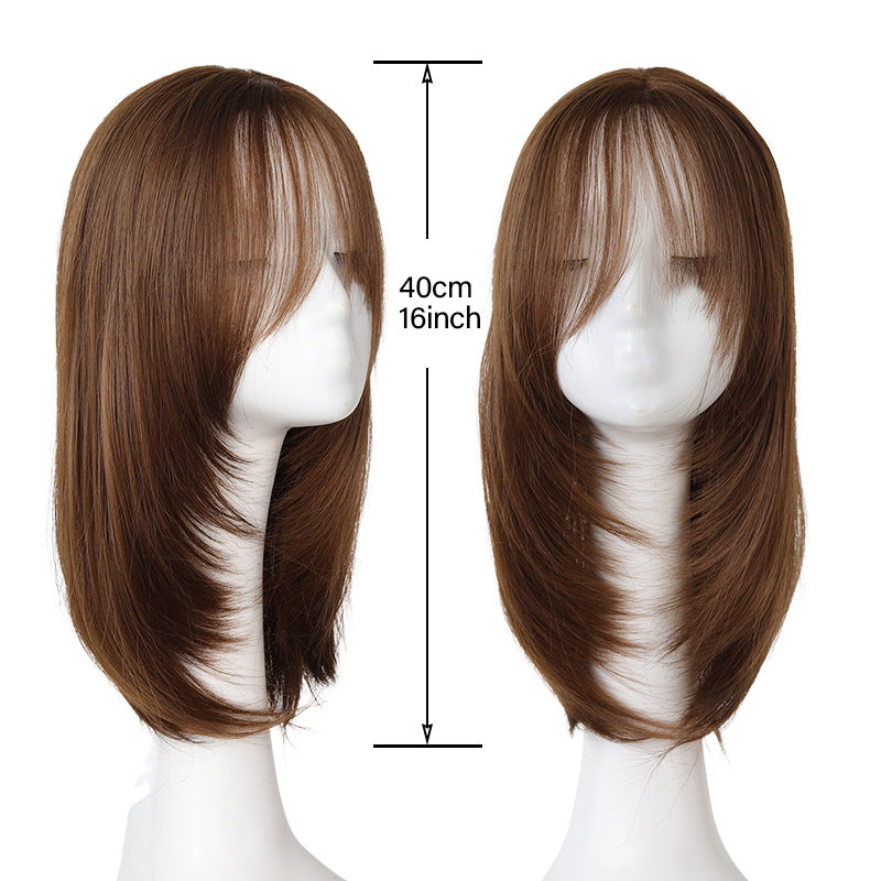 Women's Net Artificial Human Hair High-level Collarbone Length Haircut Wig
