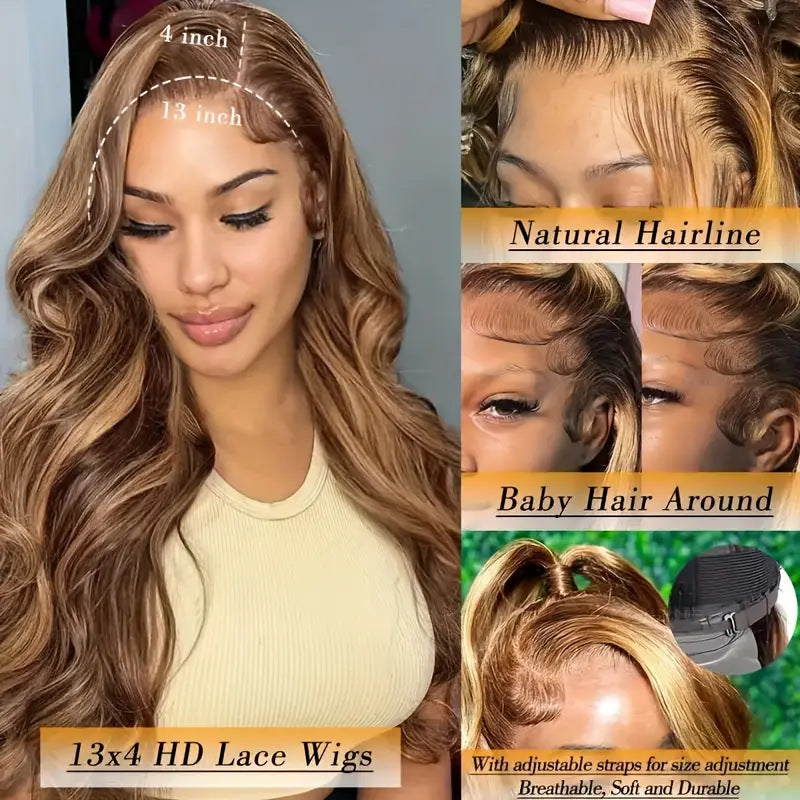 Front Lace Female Highlight Gradient Big Wave Wig Long Curls