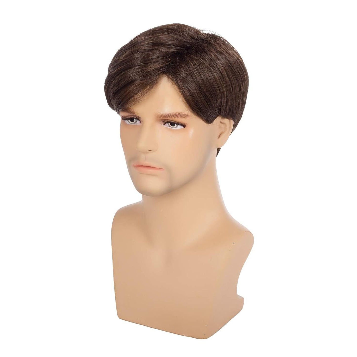 Men's Brown Partial Short Straight Hair Synthetic Men's Wig