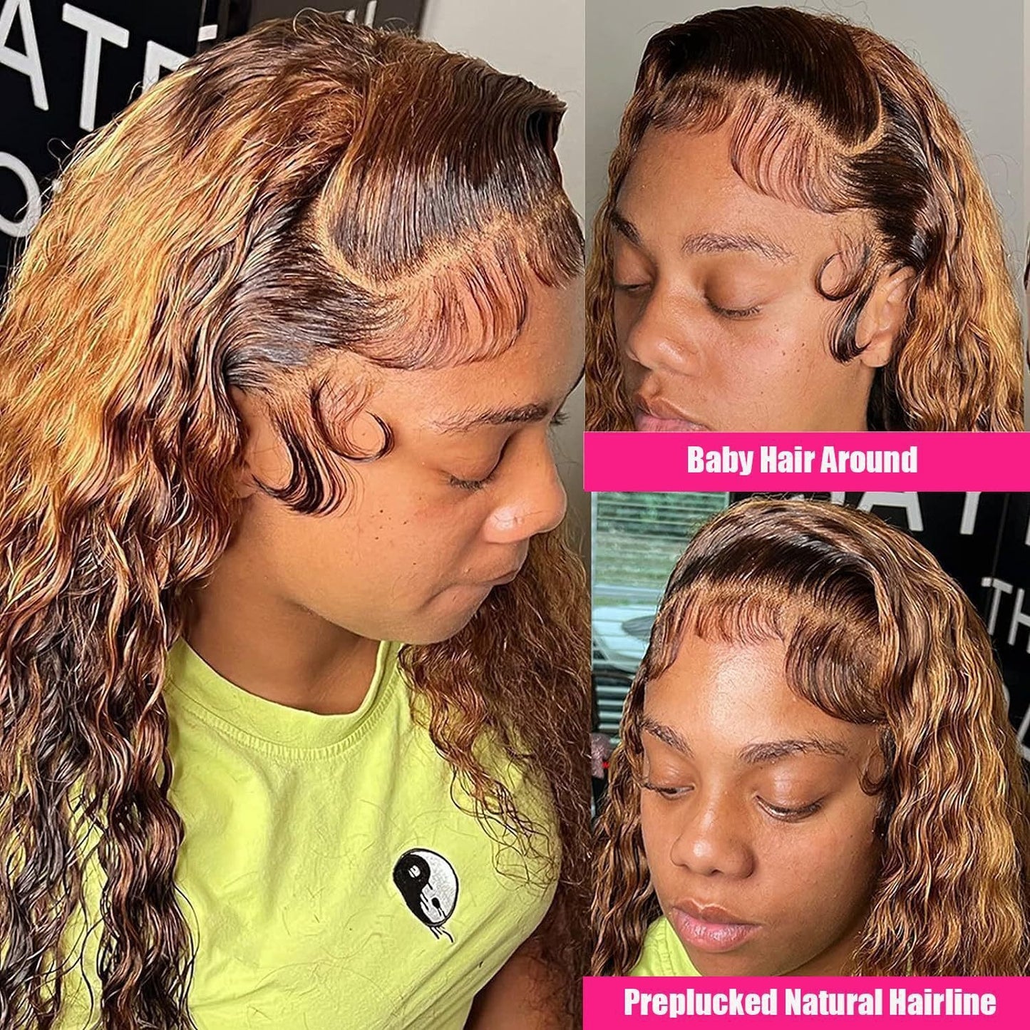 Women's African Small Curly Hair Half Hand-woven Front Lace Synthetic Wig Long Curls