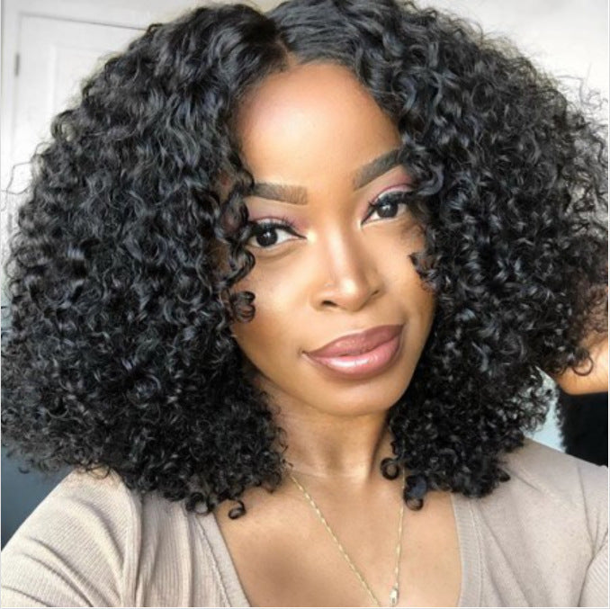 Versatile Women's Sheath African Small Mid-length Wig Short Curly Hair