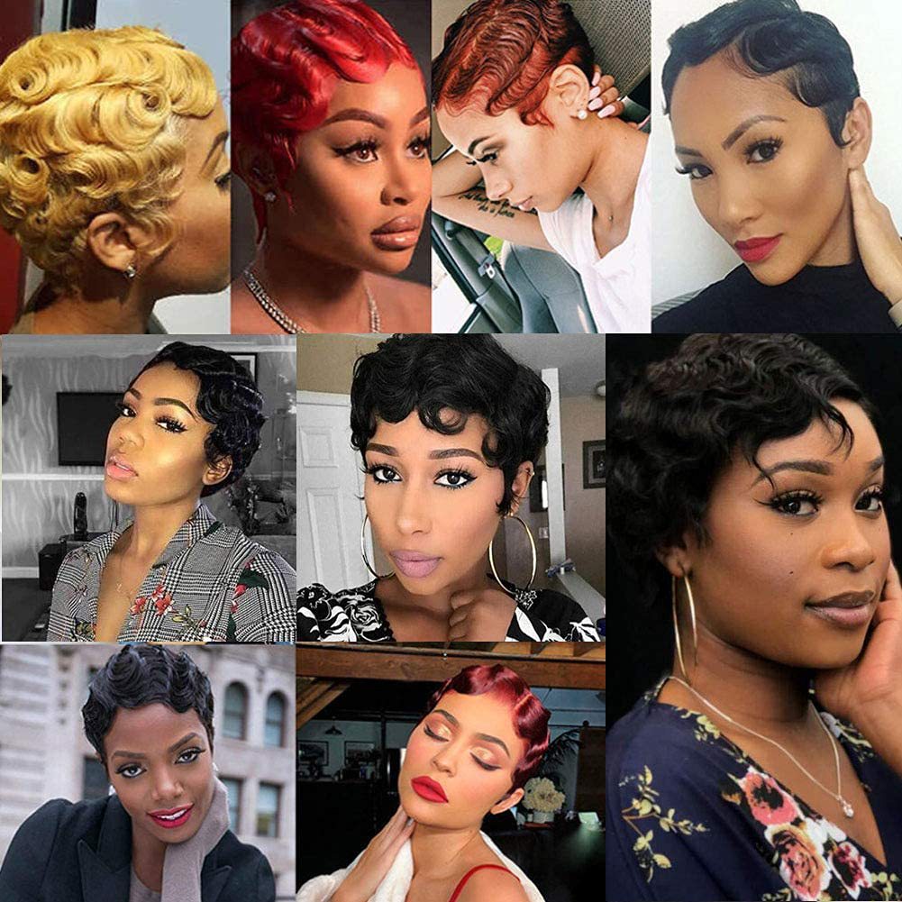 Mechanism Short Human Vintage Head Water Ripple Real Hair Wig