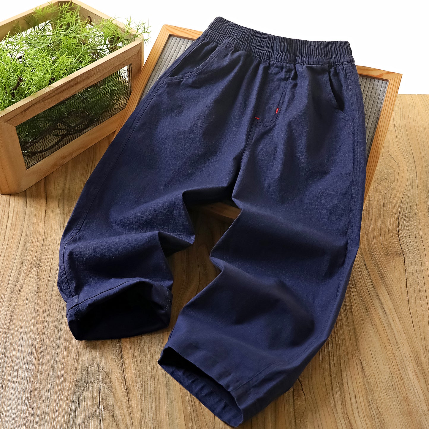 Children's Straight Casual Summer Cotton Linen Trousers P Children's Pants