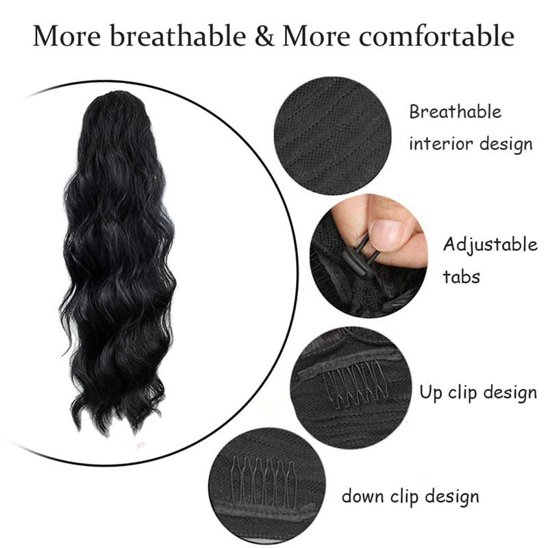 Women's Fiber Drawstring Hair Extension Big Wave Chemical Wig Ponytail