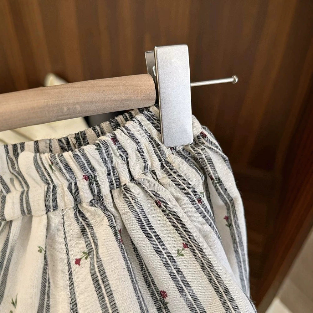 Cotton Linen Vertical Striped Casual Summer Children's Pants