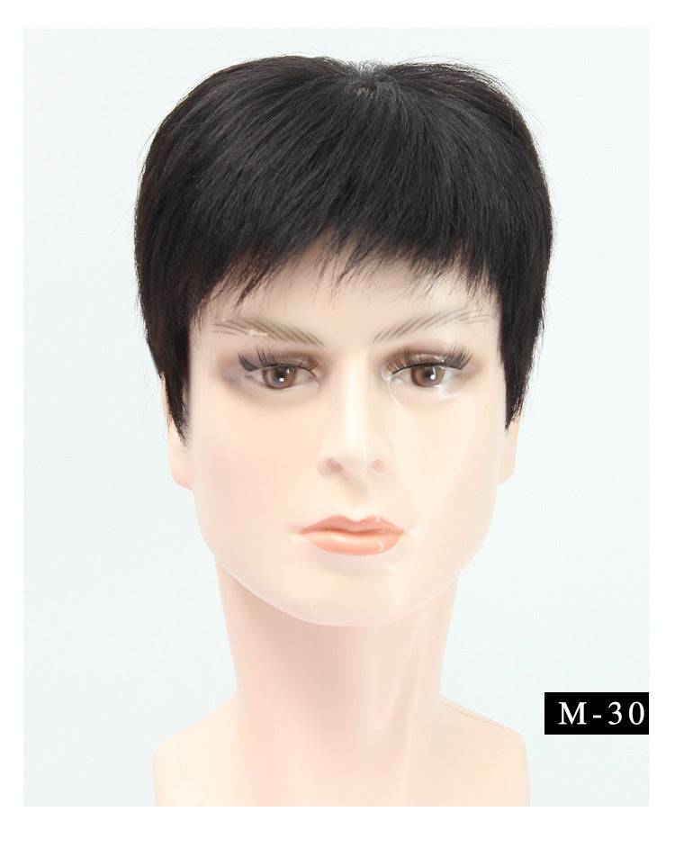Men's Realistic Breathable Real Hair Hand Woven Men's Wig