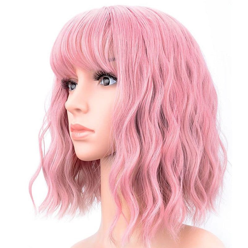 Halloween Bangs Color Short Curly Hair Long Straight Wig