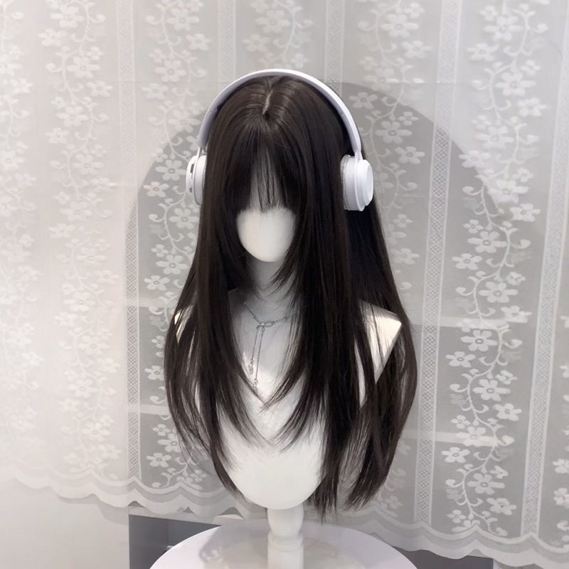Women's Hair High-level Natural Two-dimensional Daily Black Long Straight Wig