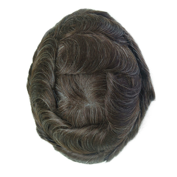 Men's Leather Hand Crochet V Needle Hairpiece Men's Wig