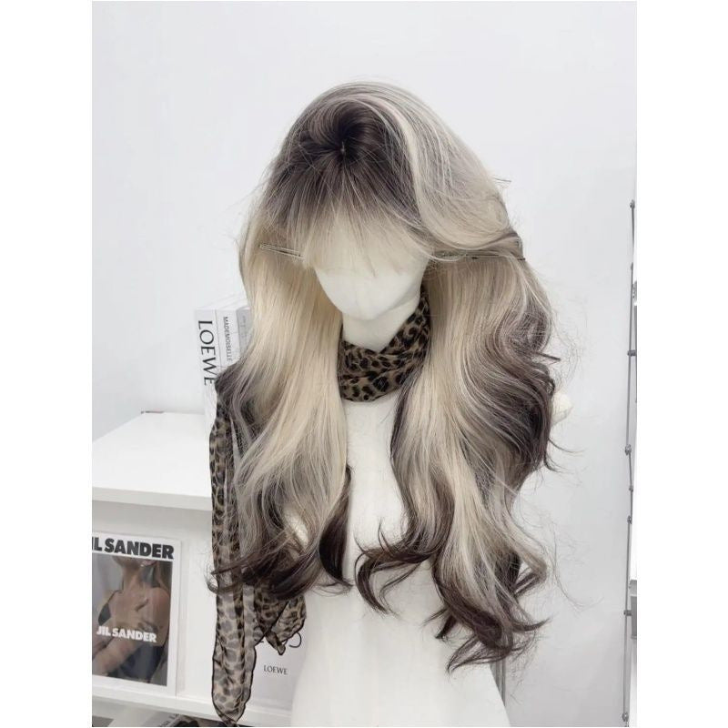Female Gradient High Level Hot Top Dyed Curly Hair Wave Wig Long Curls