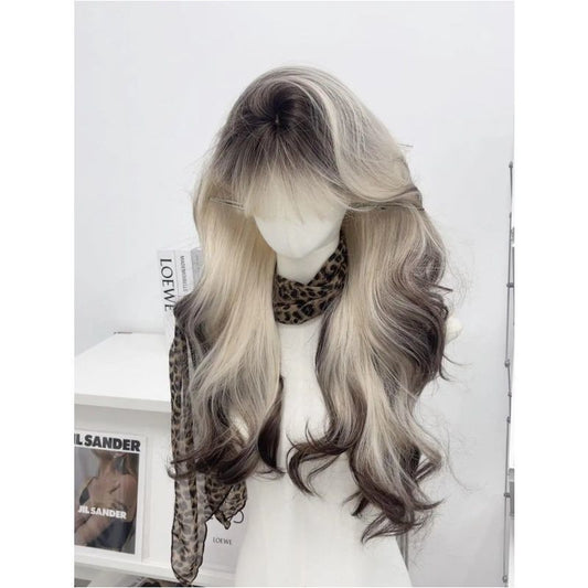 Female Gradient High Level Hot Top Dyed Curly Hair Wave Wig Long Curls