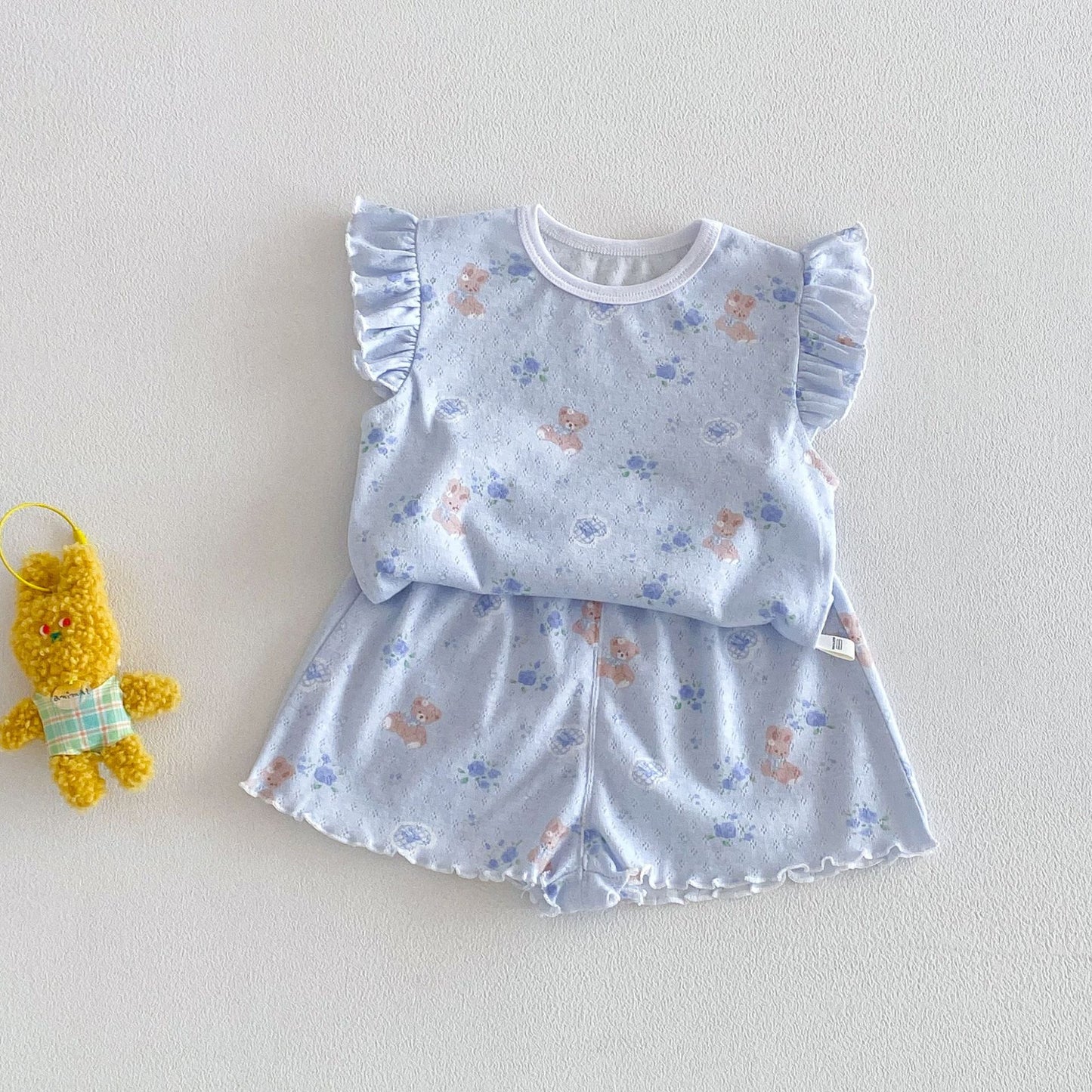 Floral Summer Foreign Cat Printing T-shirt Children's Suit