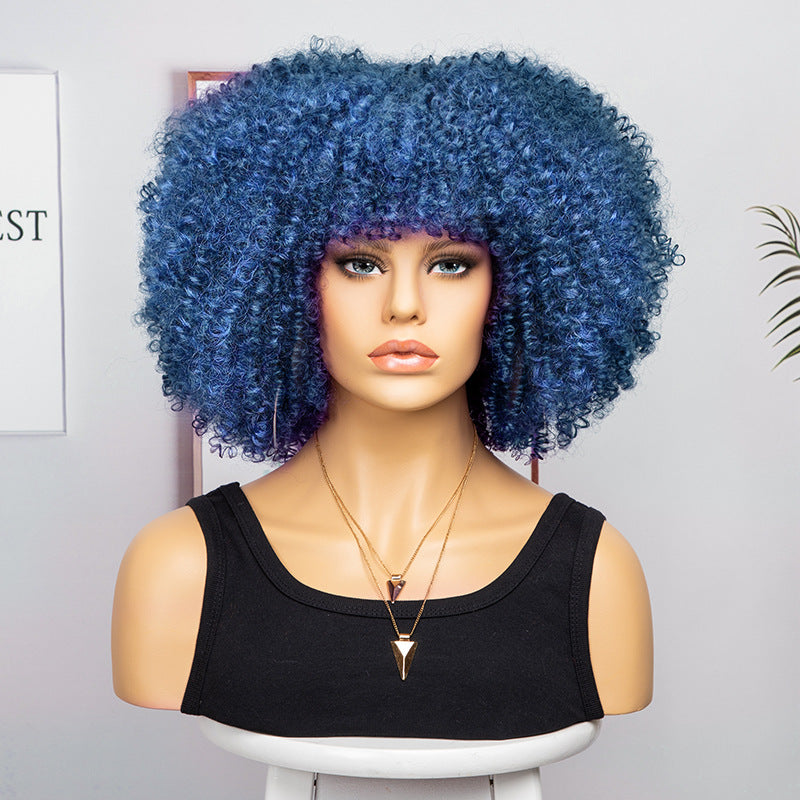 Women's African Fashion Explosion Small Head Cover Wig Short Curly Hair