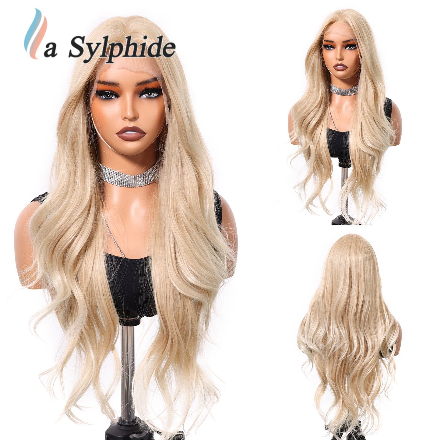 Hand-woven Silk High Temperature Resistant Black Brown Curly Wig Long Curls