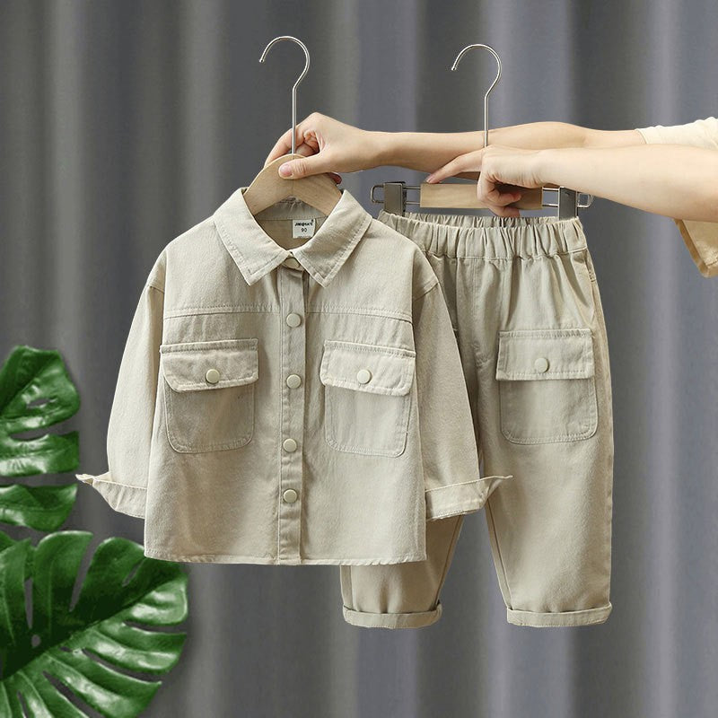 Children's Handsome Solid Color Two-piece Toddler Clothes Children's Suit