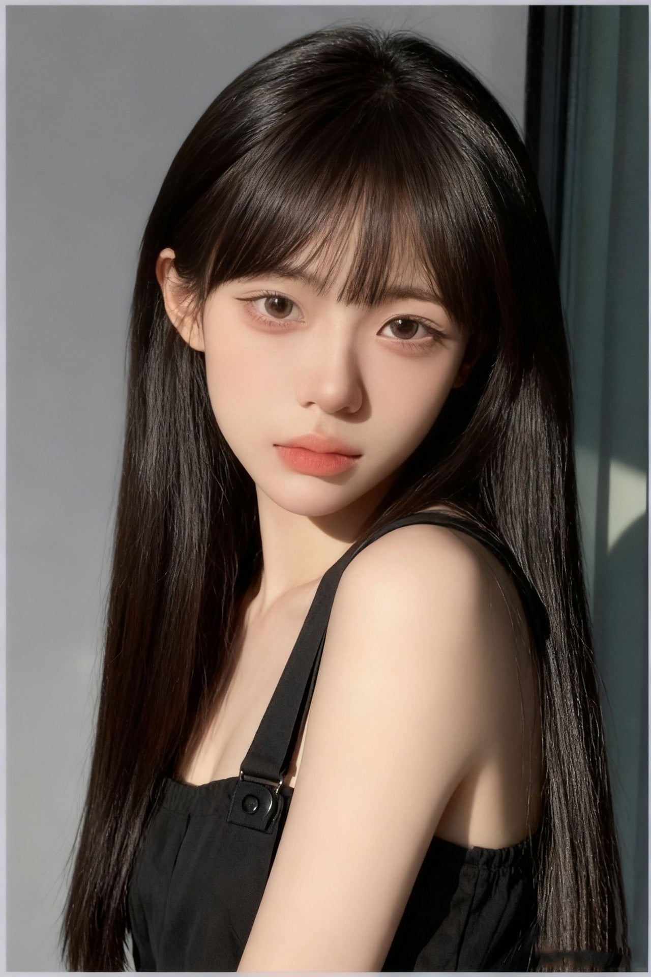 Women's Mid-length Hair Fashionable Natural Realistic Human Long Straight Wig