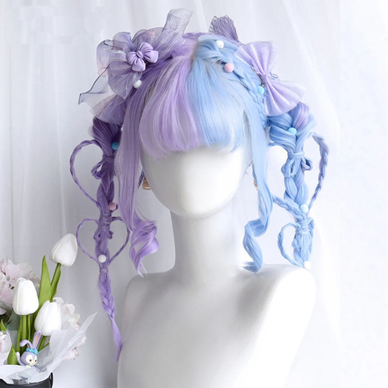 Headgear Female Double Matching Color Lolita Straight Bangs Natural Simulation Cos Wig