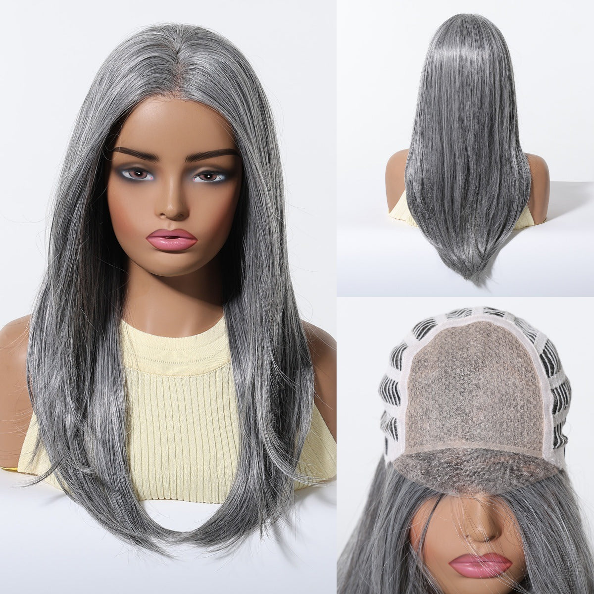 Silk Split Free Curly Hair Female Golden Long Straight Wig