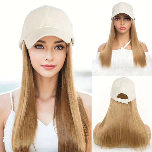 One Female Hair Fashion Peaked Cap Long Straight Wig