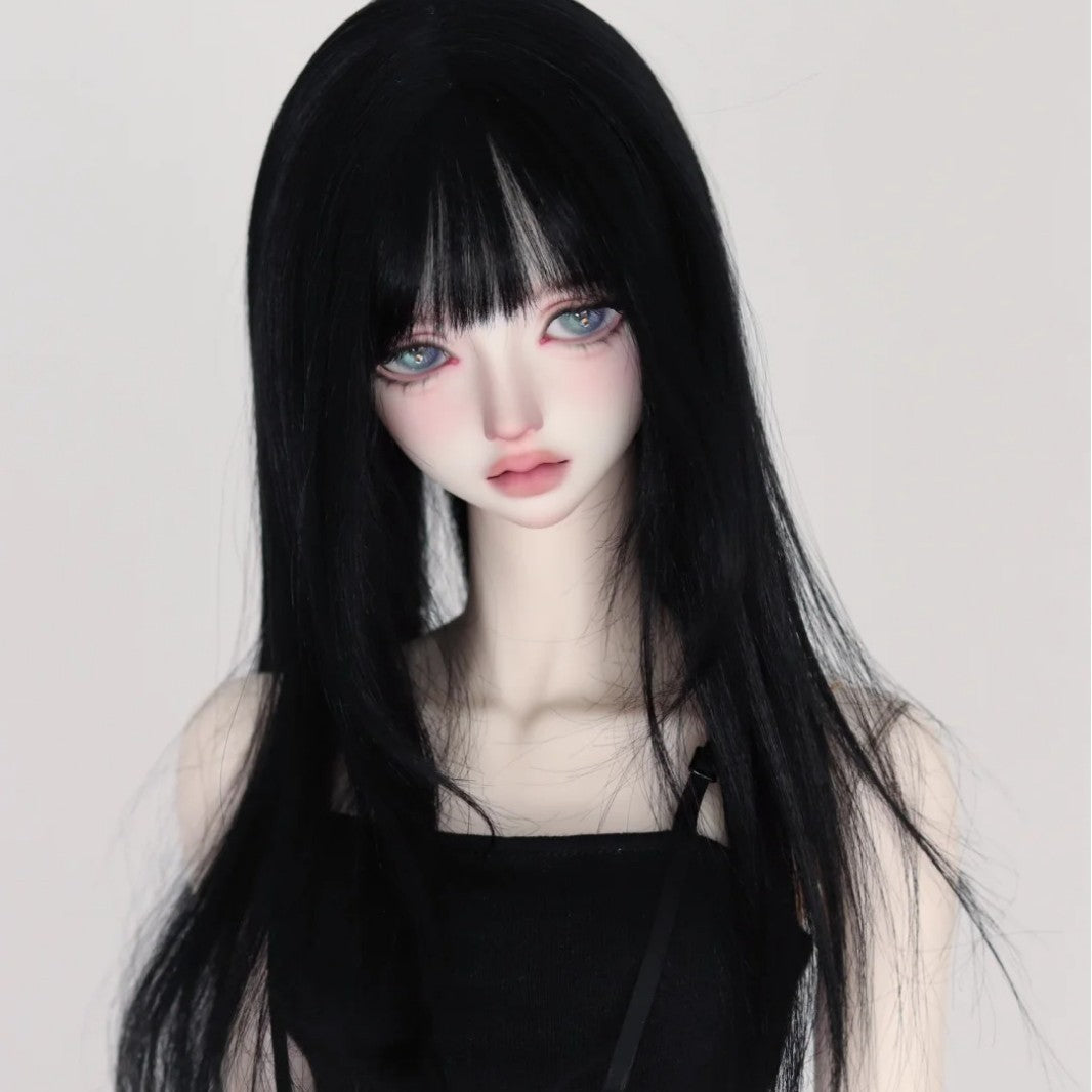 Points Straight Bangs Long Black Hair Good-looking Cos Wig