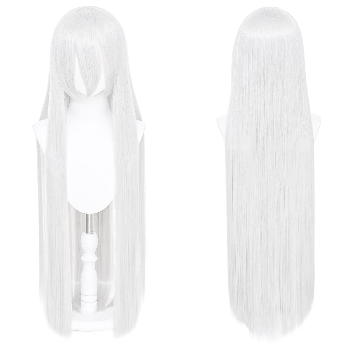 Long Straight Hair Hairpiece Blank Black White Cos Wig