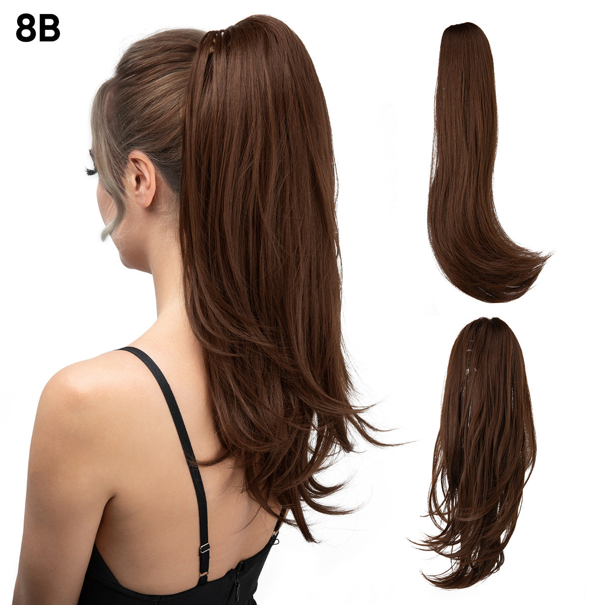 Women's Short Hair Chemical Fiber Height Natural Fluffy Long Curly Jaws Wig Ponytail