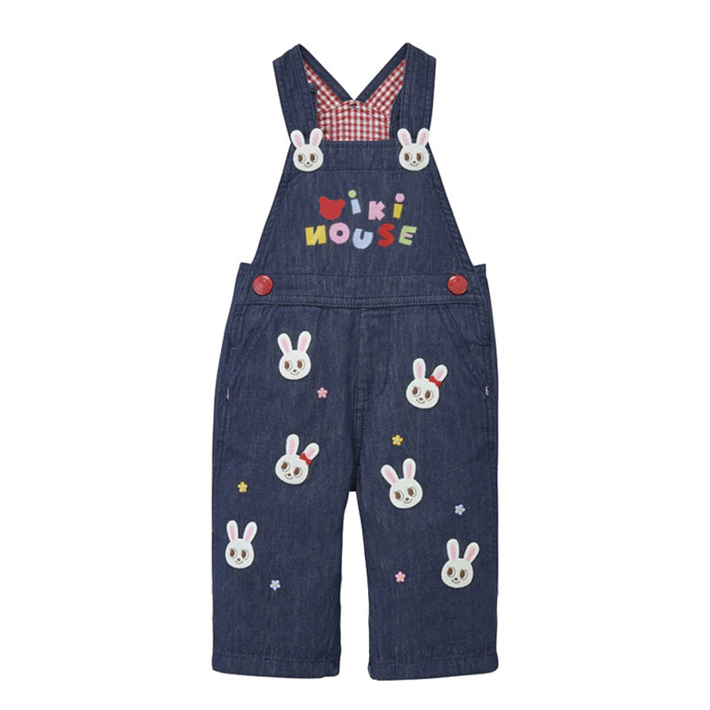 Children's Clothing Boys Cute Five Bear Rabbit Patch Denim Suspender Trousers Children's Pants