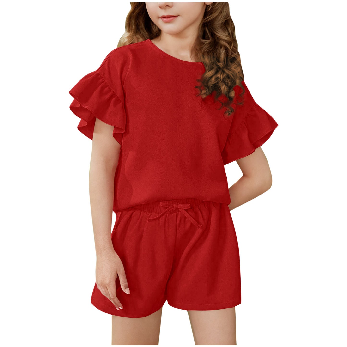 Summer Thin Solid Color Casual Sports Children's Suit