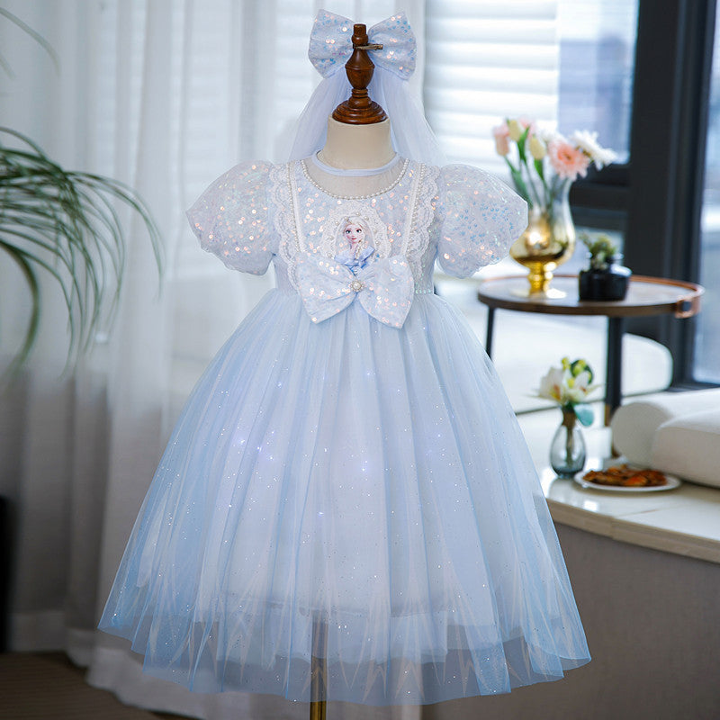 Princess Elsa Luminous Group Summer Clothes Children's Dress