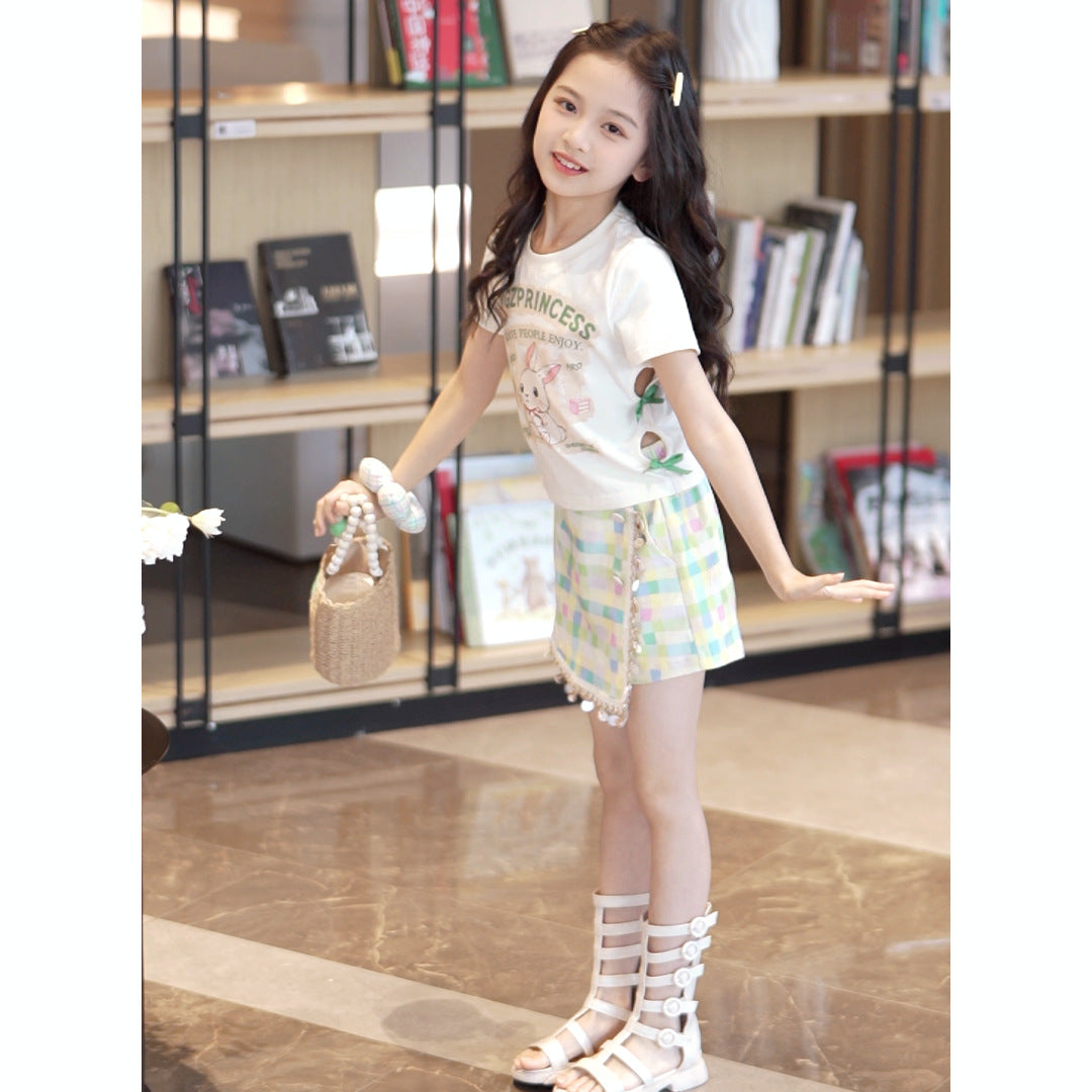 Children's Summer Korean Cartoon Short Sleeve T-shirt Children's Suit