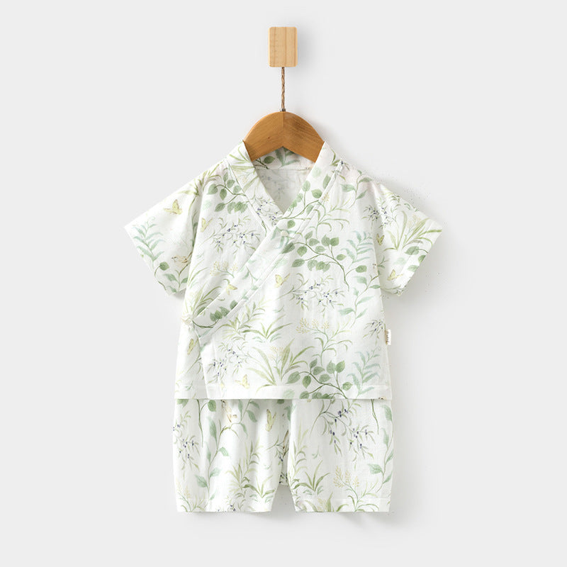 Sets Short Sleeve Shorts Bamboo Fiber Top Pants Summer Air Children's Suit