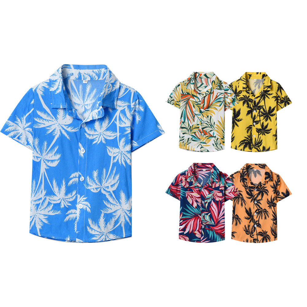 Children's Clothing Lapel Single Breasted Cute Flowers Cardigan Summer Casual Children's Shirt