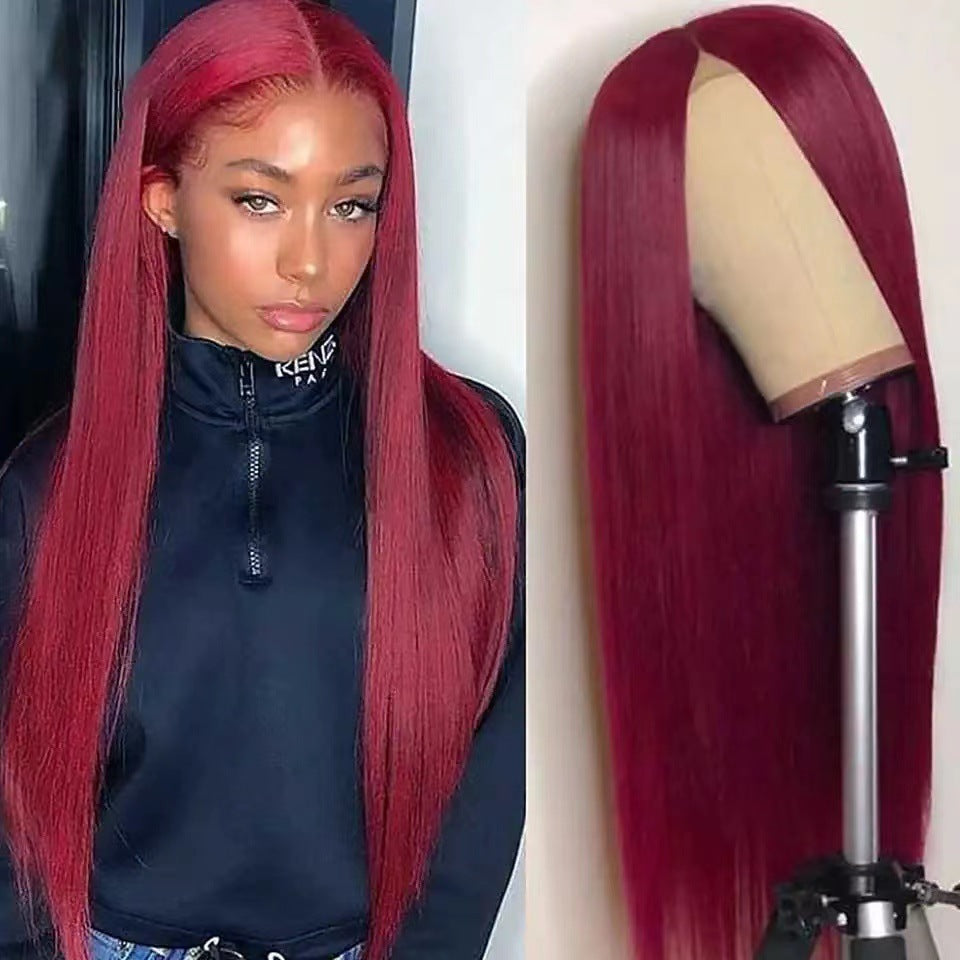 Graceful Durable Front Lace Head Cover Long Straight Wig