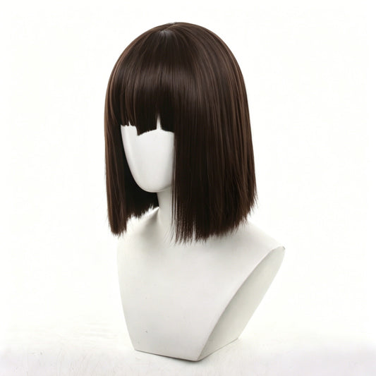 Rock Kingdom World Dark Brown Air Bangs Wave Head Cos Wig