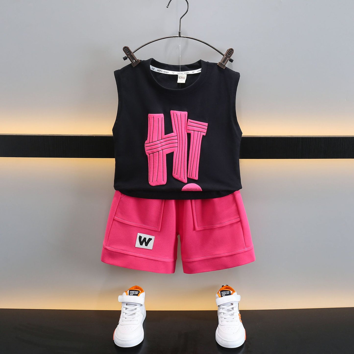 Children's Boys Summer Vest Clothes Boy Ruffle Handsome Small Children's Suit