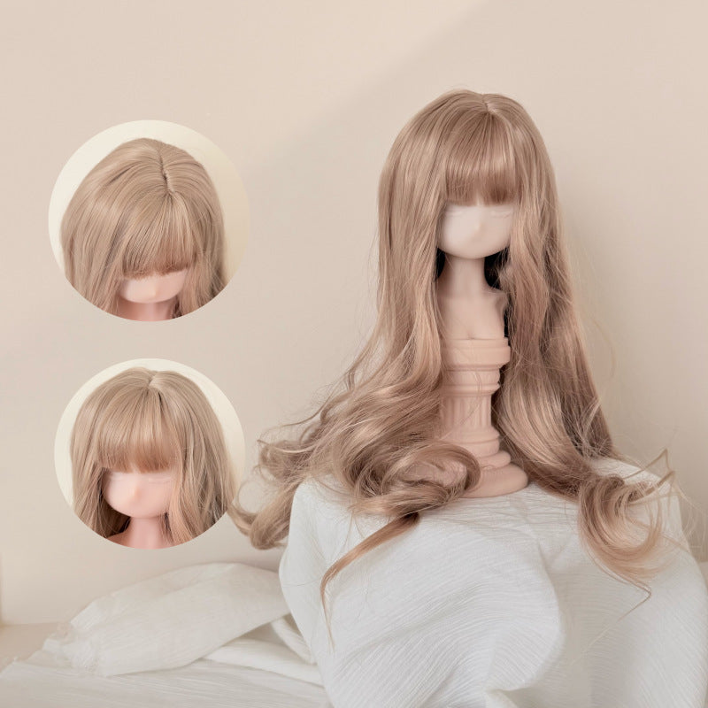 Silk Straight Bangs Long Curly Hair Dress Up Cos Wig