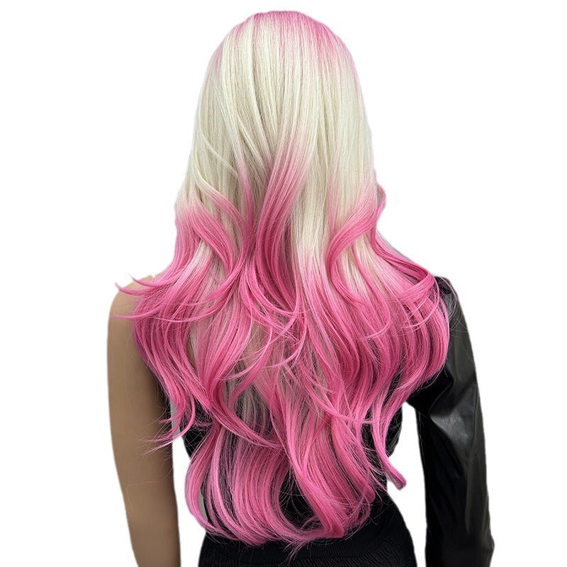 Women's Synthetic Role Play Gradient Beige Pink Wig Long Curls