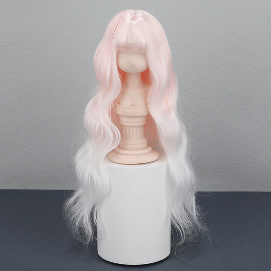 Queen Vintage Roll Two-color Dyed Gradient Straight Bangs Points Long Cos Wig