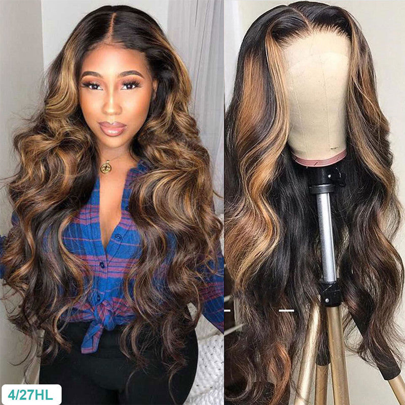 Medium Dyed Gradient Gold Curly Fiber Synthetic Wig Long Curls