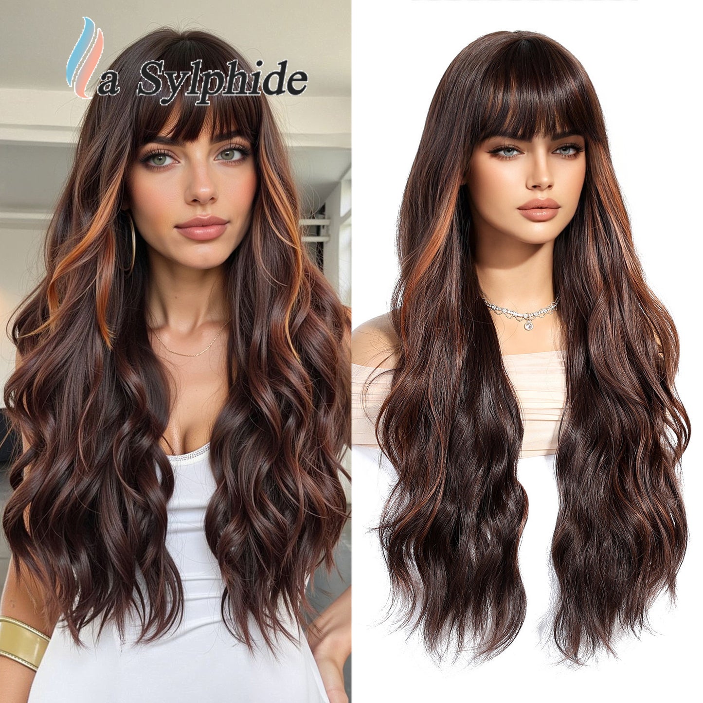 Wave Refuse Class Flavor Natural Straight Bangs Head Cover Fashion Wig Long Curls