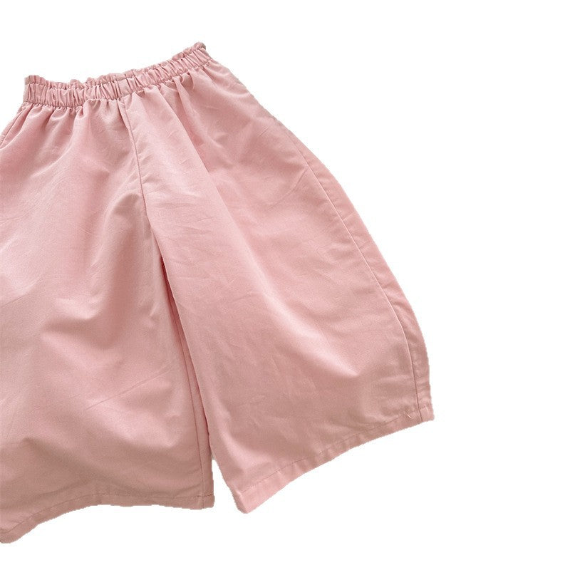 Children's Waist Cotton Solid Color Polka Dot Trousers Children's Pants
