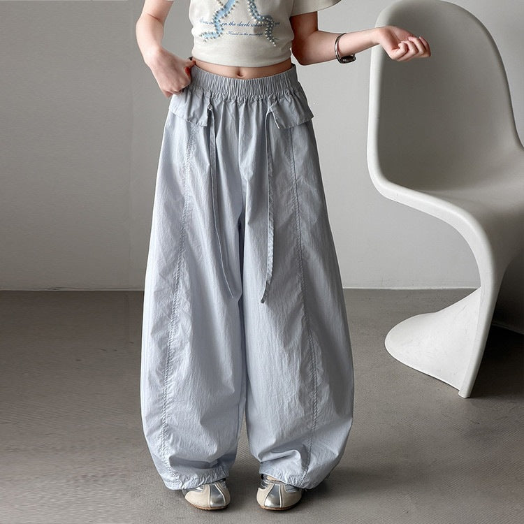 Children's Casual Ruffled Cotton Medium Big Thin Slimming Balloon Children's Pants
