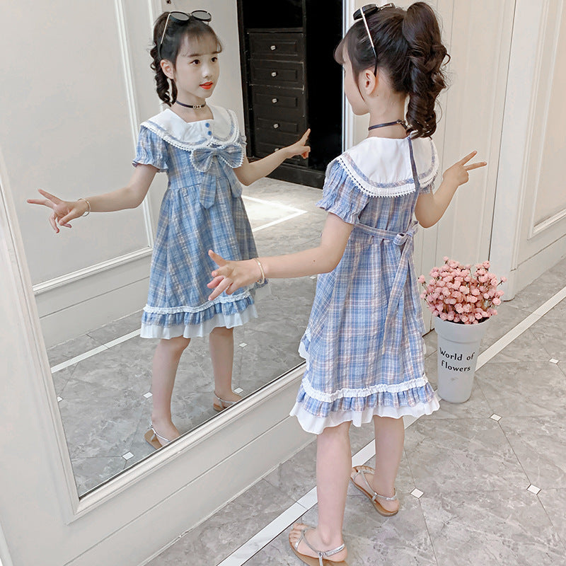 Preppy Style Bow Lolita Skirt Uniform Children's Dress