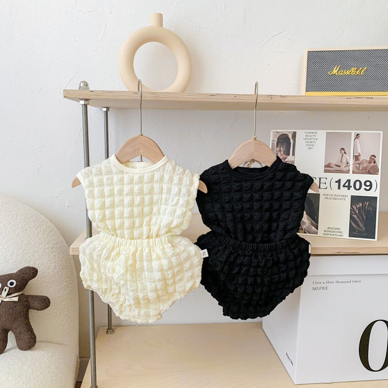 Style Sleeveless Vest Two-piece Summer Thin Clothes Born Children's Suit