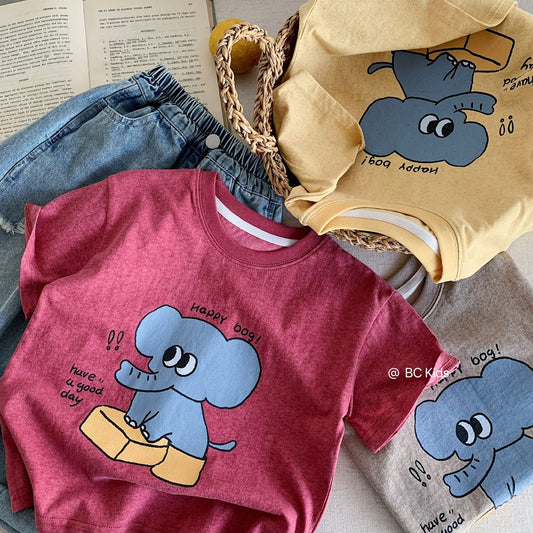 Children's Summer Korean Cute Elephant Dress Class Children's T-shirt