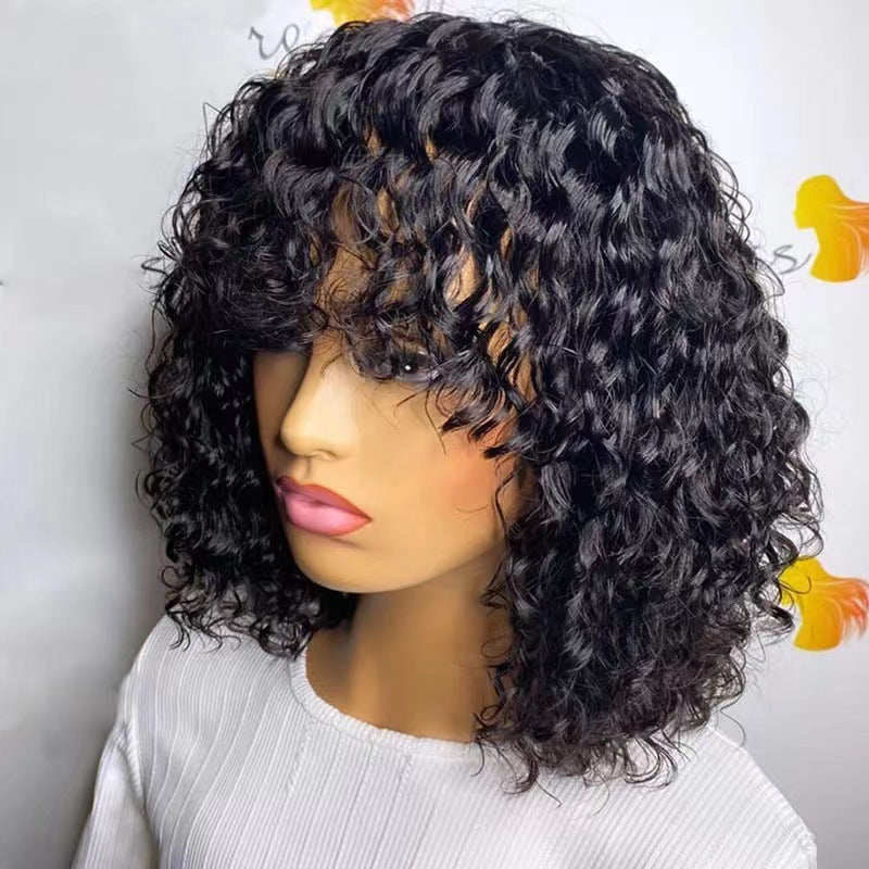 Casual Women's African Small Black Sheath Wig Short Curly Hair