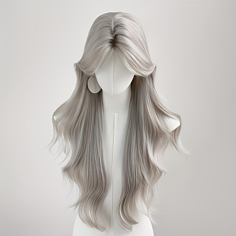Women's Large Wave Curly Hair Straight Head Wig Long Curls