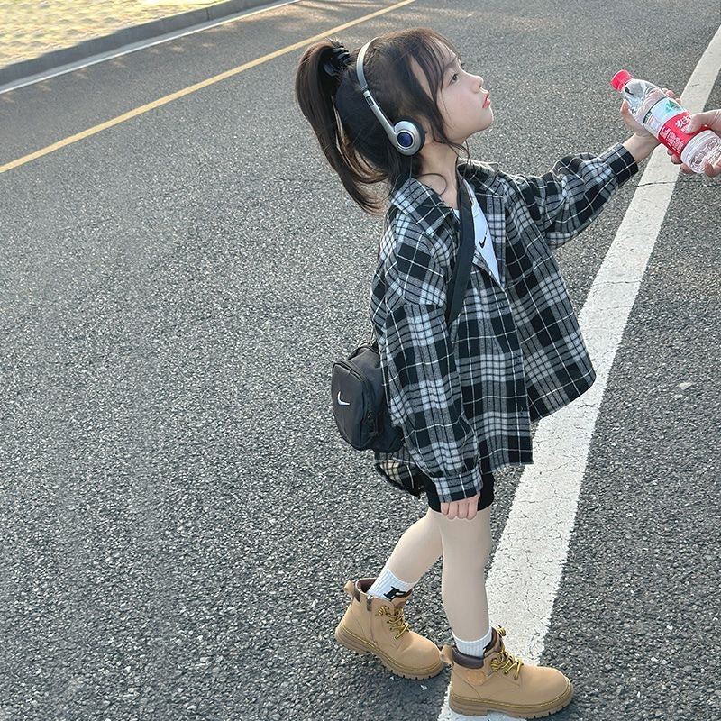 Children's Plaid Spring Long Sleeve Korean Style Fashion Jacket Casual Children's Shirt