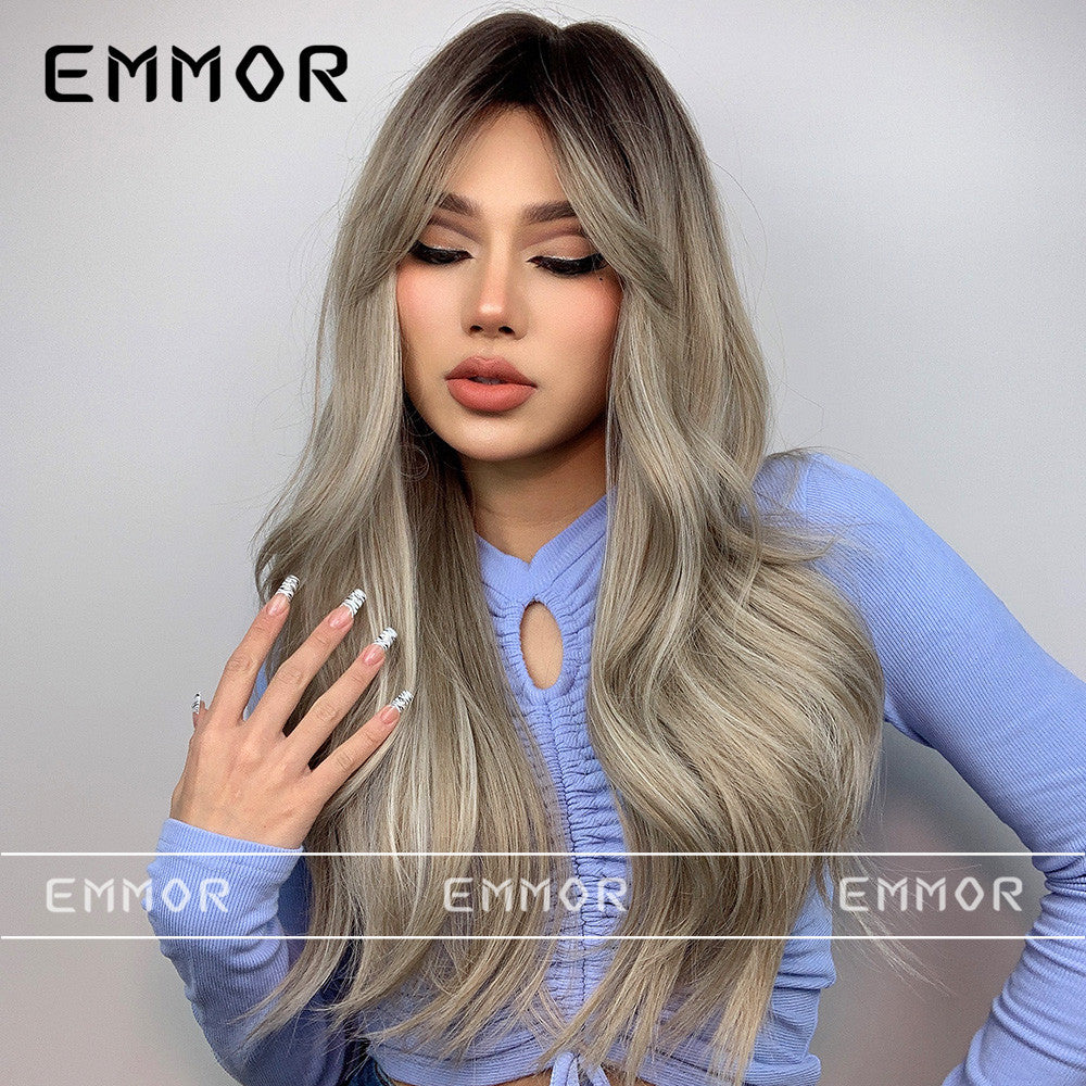 Women's Two-dimensional Animation Long Fluffy Fashion Makeup Big Wave Real Hair Wig