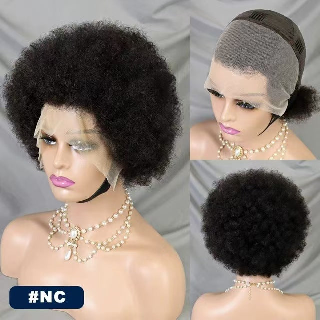 Volume African Qu Afro Human Wigs Front Wig Short Curly Hair